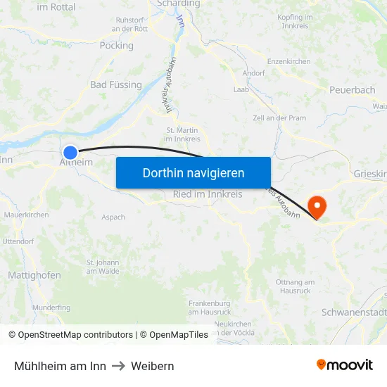 Mühlheim am Inn to Weibern map