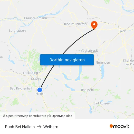 Puch Bei Hallein to Weibern map