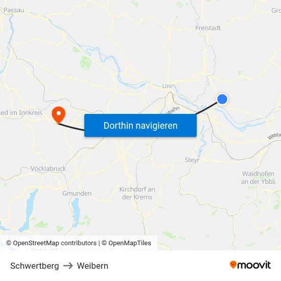 Schwertberg to Weibern map