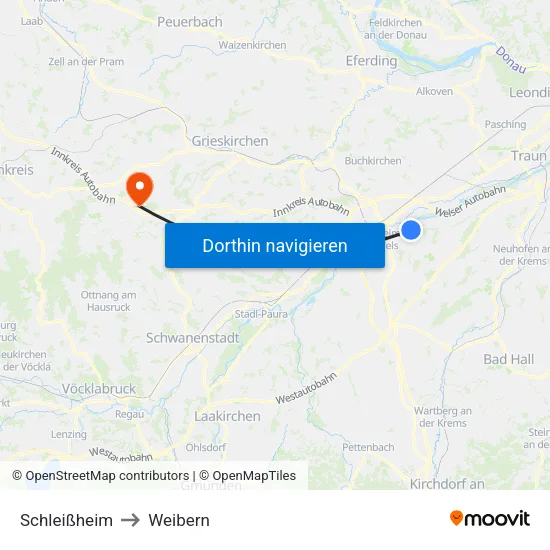Schleißheim to Weibern map