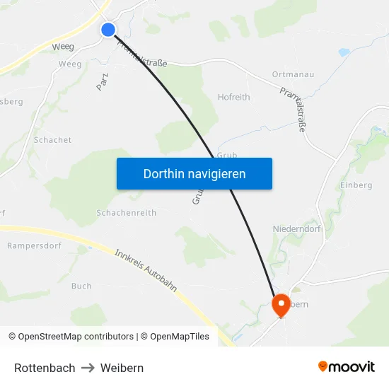 Rottenbach to Weibern map