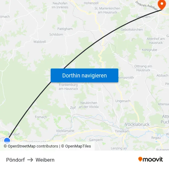 Pöndorf to Weibern map