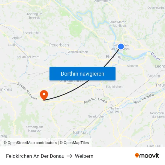 Feldkirchen An Der Donau to Weibern map
