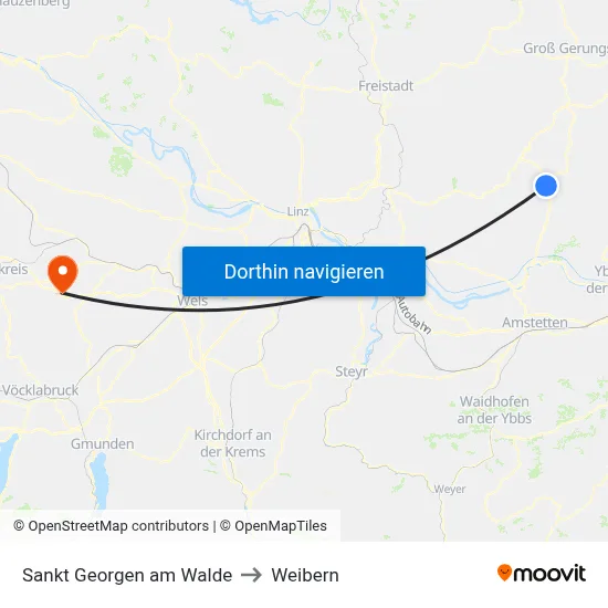 Sankt Georgen am Walde to Weibern map