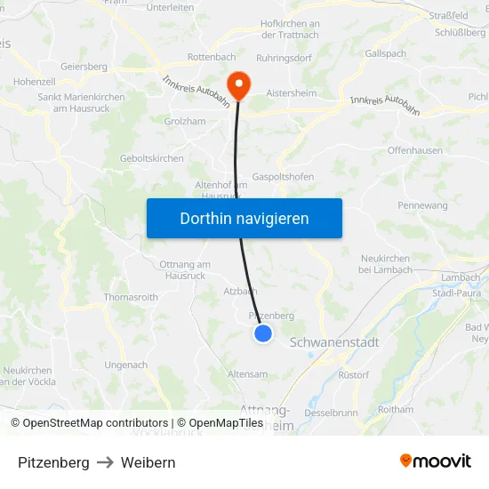 Pitzenberg to Weibern map