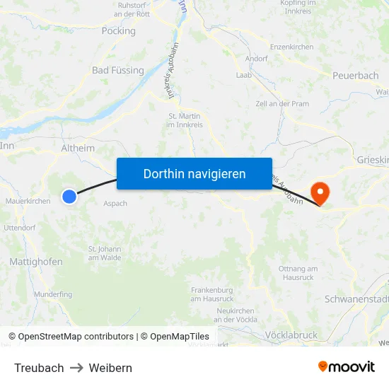 Treubach to Weibern map