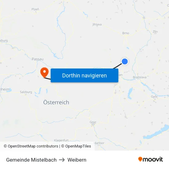Gemeinde Mistelbach to Weibern map