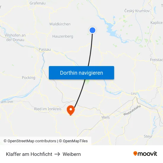 Klaffer am Hochficht to Weibern map