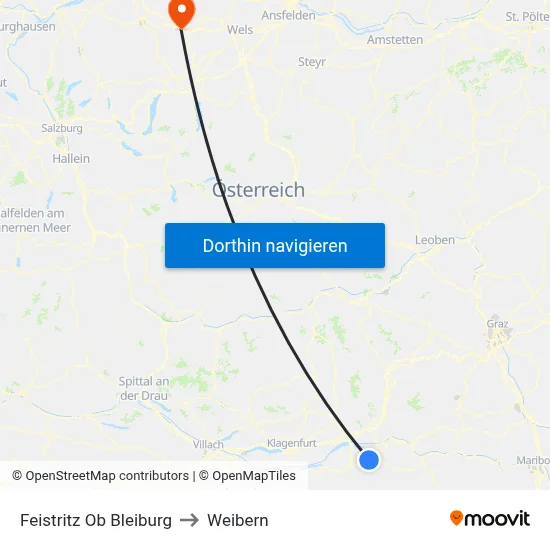 Feistritz Ob Bleiburg to Weibern map
