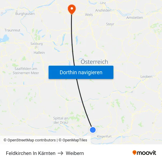 Feldkirchen In Kärnten to Weibern map
