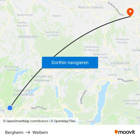 Bergheim to Weibern map