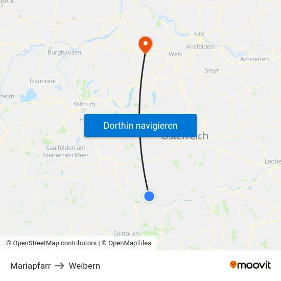 Mariapfarr to Weibern map