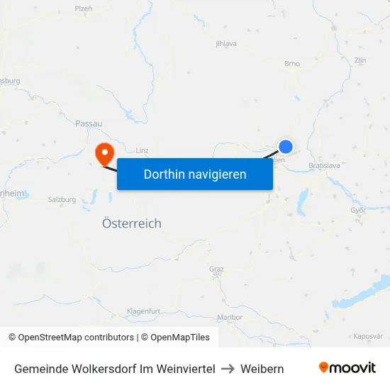 Gemeinde Wolkersdorf Im Weinviertel to Weibern map