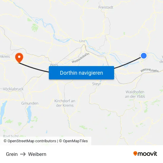 Grein to Weibern map