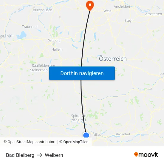 Bad Bleiberg to Weibern map