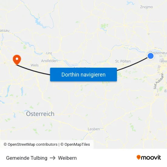 Gemeinde Tulbing to Weibern map