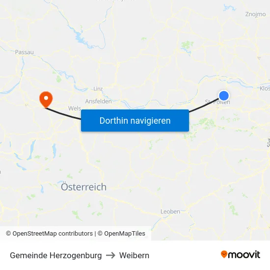 Gemeinde Herzogenburg to Weibern map