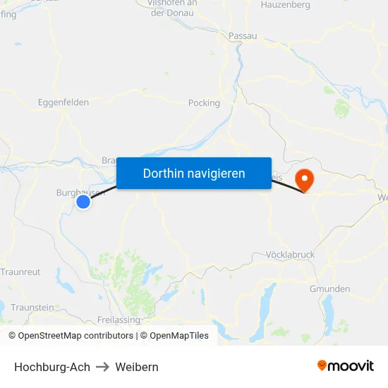 Hochburg-Ach to Weibern map