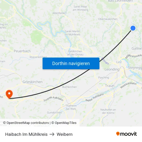 Haibach Im Mühlkreis to Weibern map