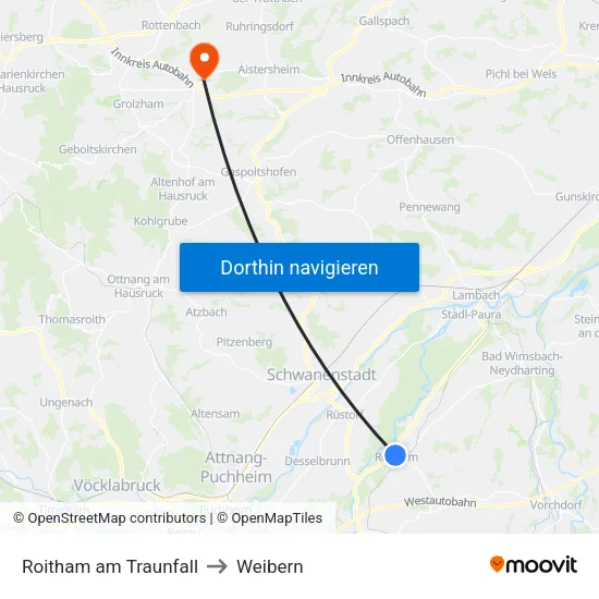 Roitham am Traunfall to Weibern map