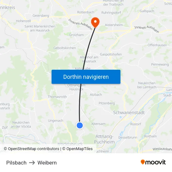 Pilsbach to Weibern map