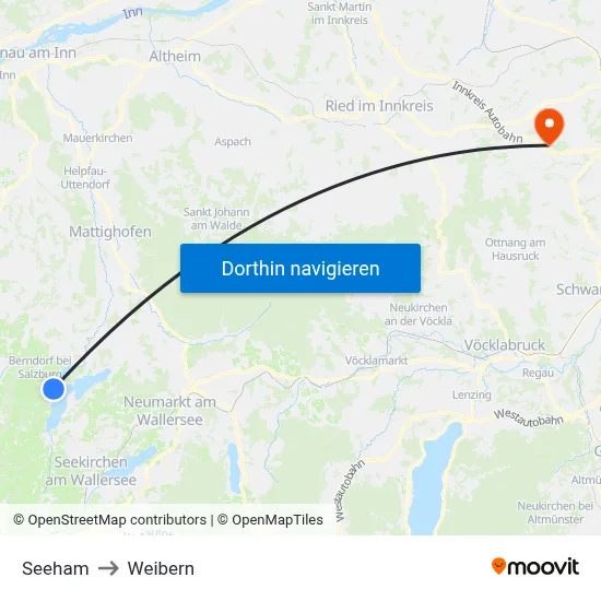 Seeham to Weibern map