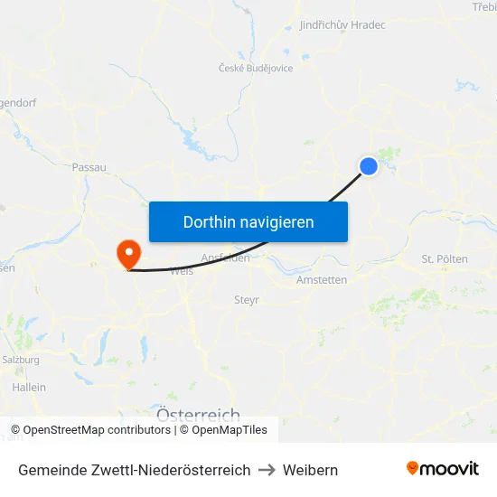 Gemeinde Zwettl-Niederösterreich to Weibern map