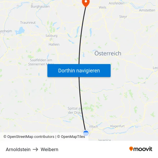 Arnoldstein to Weibern map