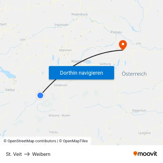 St. Veit to Weibern map