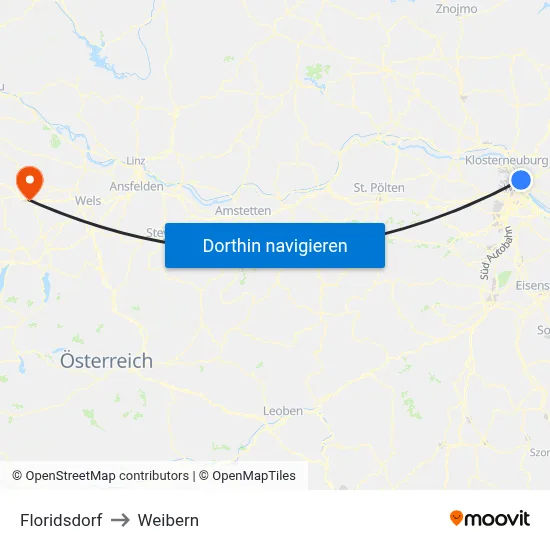 Floridsdorf to Weibern map