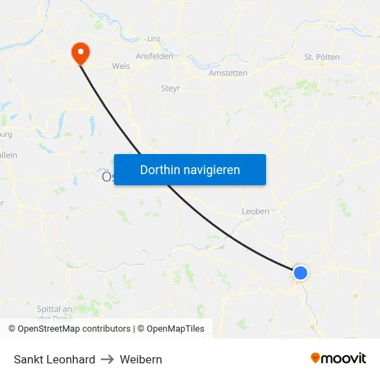 Sankt Leonhard to Weibern map