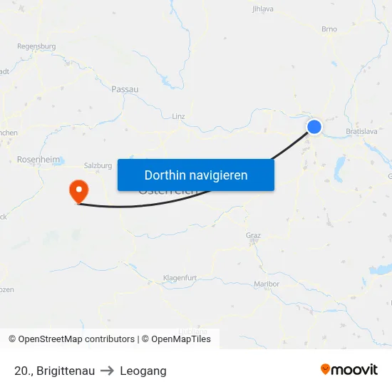 20., Brigittenau to Leogang map