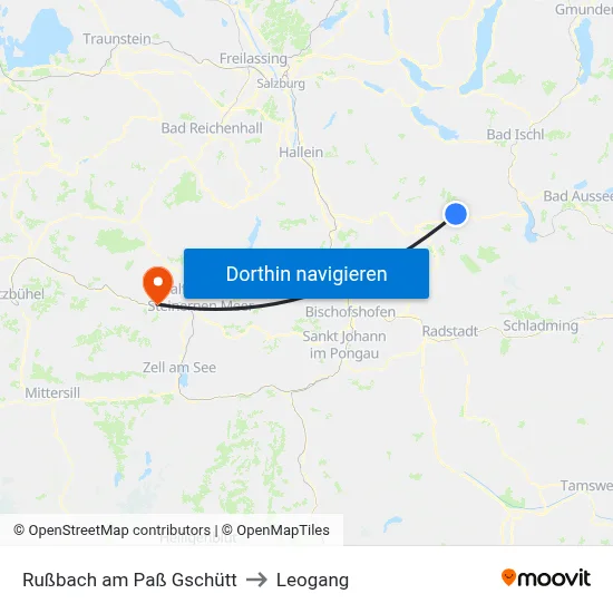 Rußbach am Paß Gschütt to Leogang map