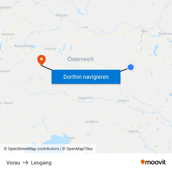 Vorau to Leogang map