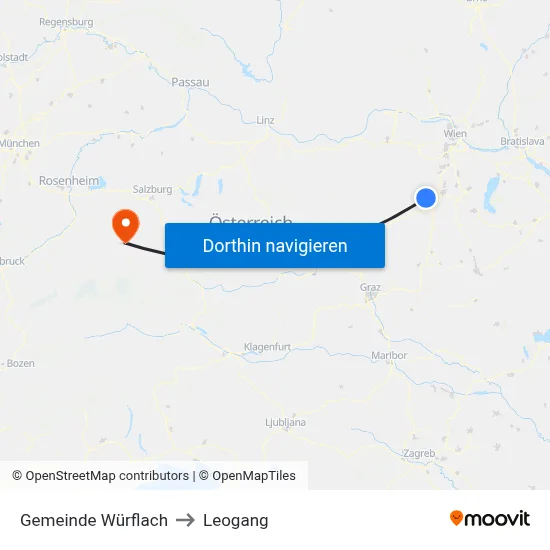 Gemeinde Würflach to Leogang map