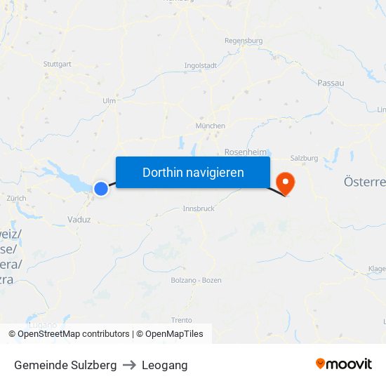 Gemeinde Sulzberg to Leogang map