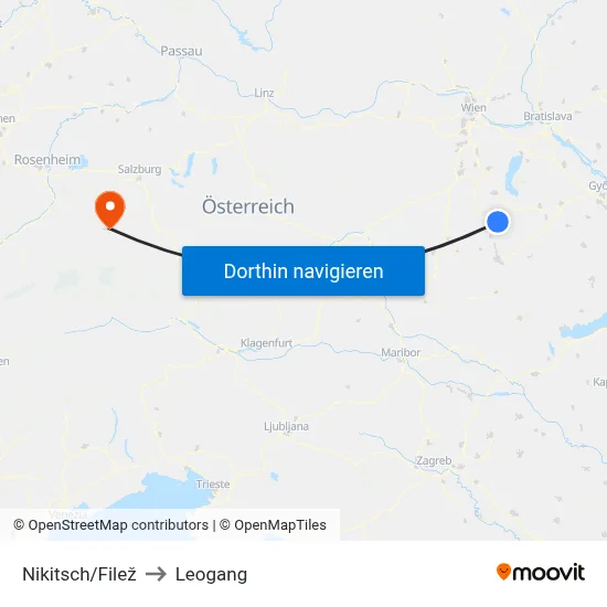 Nikitsch/Filež to Leogang map