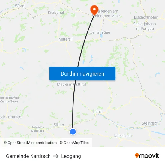 Gemeinde Kartitsch to Leogang map