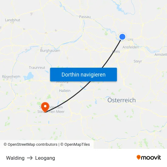 Walding to Leogang map