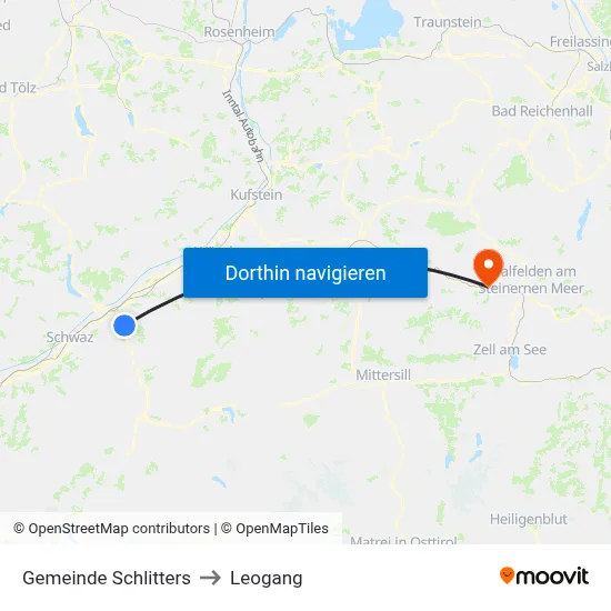 Gemeinde Schlitters to Leogang map