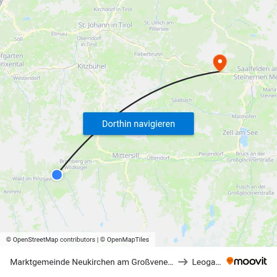 Marktgemeinde Neukirchen am Großvenediger to Leogang map