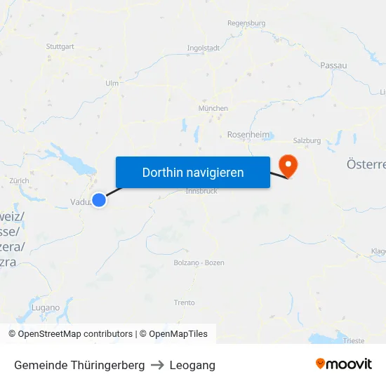 Gemeinde Thüringerberg to Leogang map