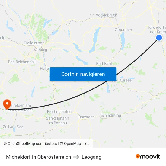 Micheldorf In Oberösterreich to Leogang map