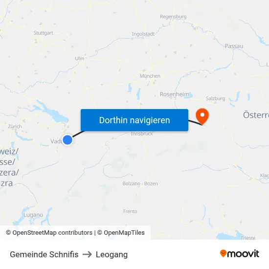 Gemeinde Schnifis to Leogang map