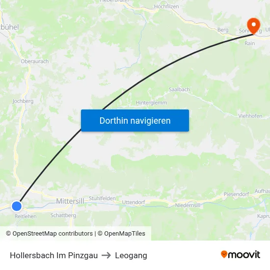 Hollersbach Im Pinzgau to Leogang map