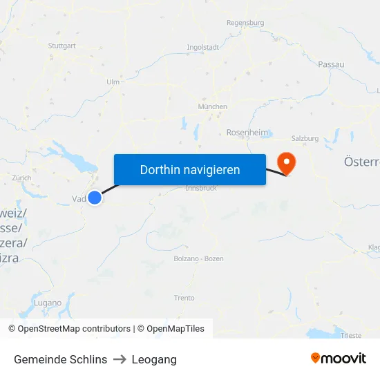 Gemeinde Schlins to Leogang map