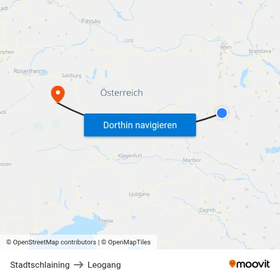 Stadtschlaining to Leogang map