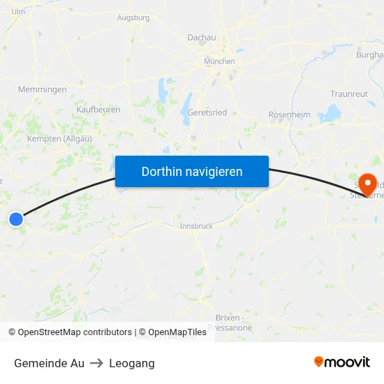 Gemeinde Au to Leogang map