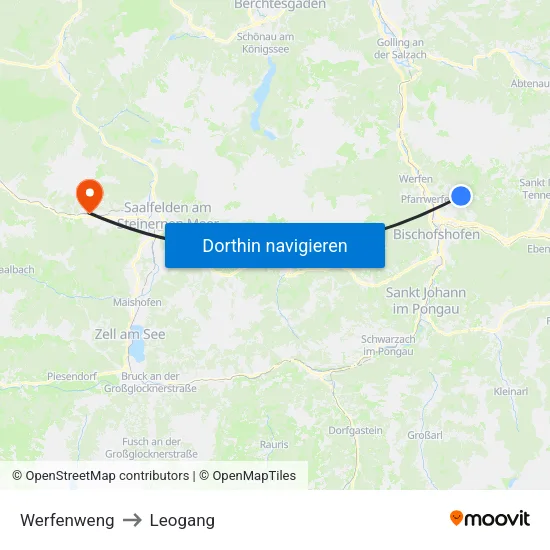Werfenweng to Leogang map