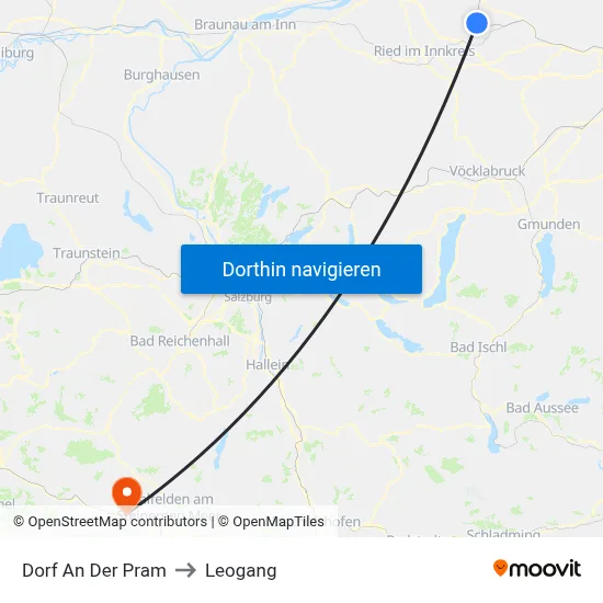 Dorf An Der Pram to Leogang map